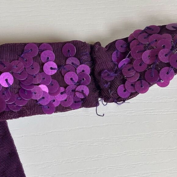 Cache Purple Sequined Halter Dress Stretch Bodycon Fully Lined size 4 - Picture 7 of 15